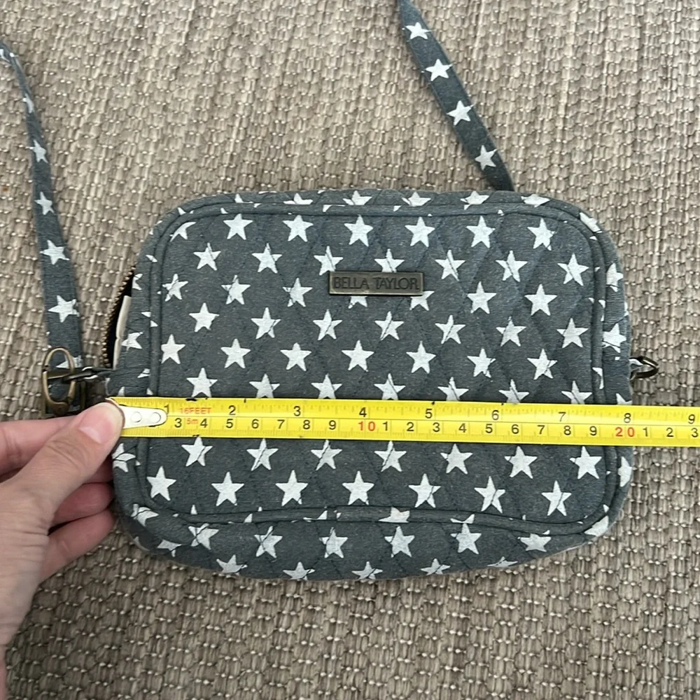 Bella Taylor Gray Star Print Quilted Crossbody Bag
